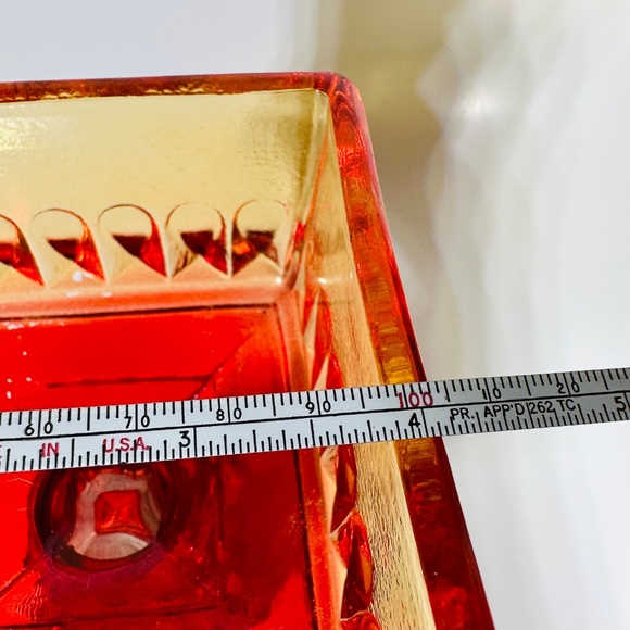 Yellow to red footed square dish Jeanette - Picture 2 of 6